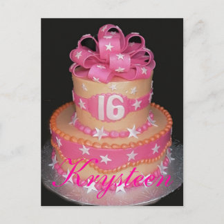 Birthday Cake 16th Postcard