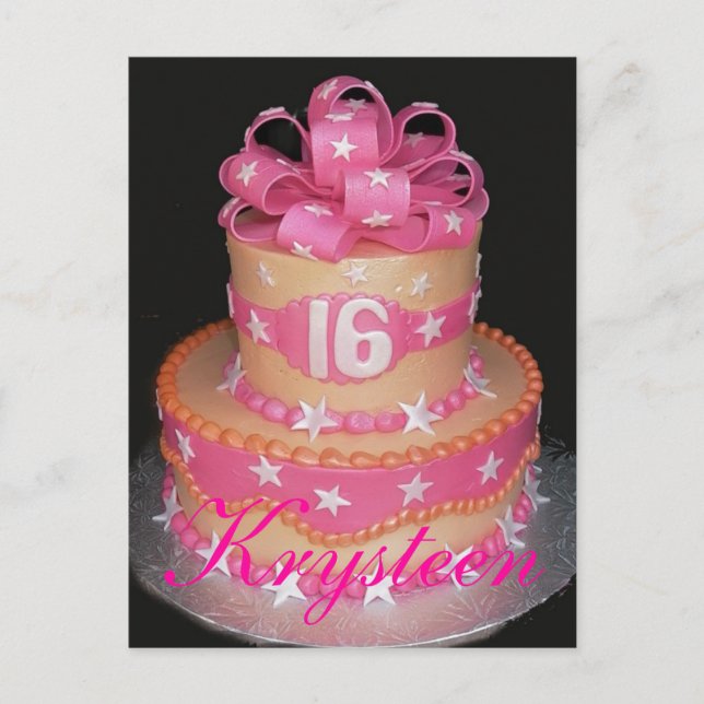 Birthday Cake 16th Postcard (Front)