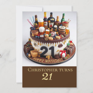 BIRTHDAY CAKE,  21st CELEBRATION Invitation