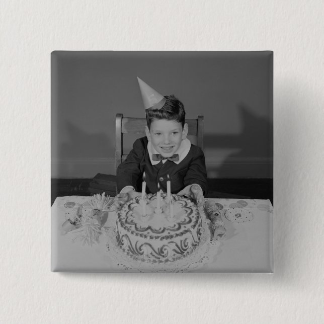 Birthday Cake 2 Inch Square Button (Front)