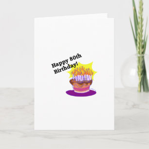 Birthday Cake 80th Card