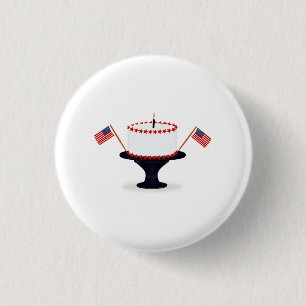 Birthday Cake American Flag Pin Button
