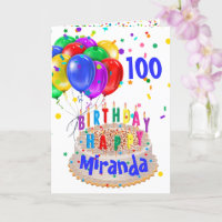 Birthday Cake Balloons Add NAME AGE 100