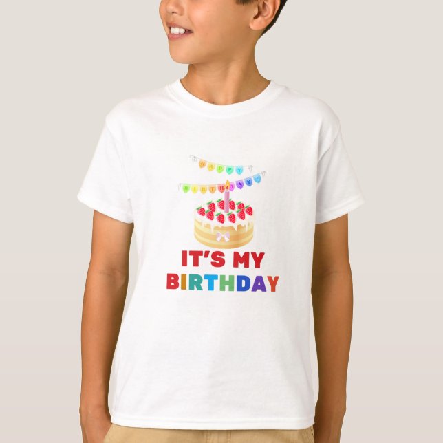 Birthday Cake & Banners T-Shirt (Front)