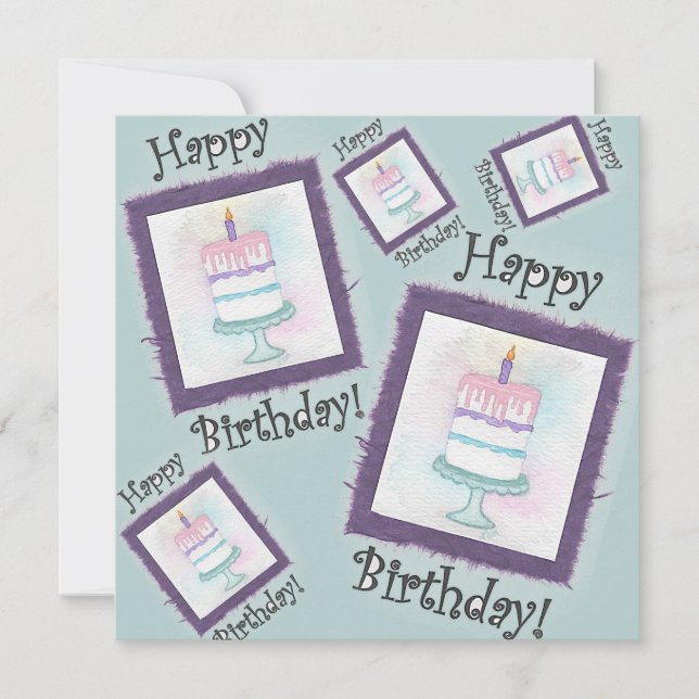 Birthday Cake Birthday Cards (Front)