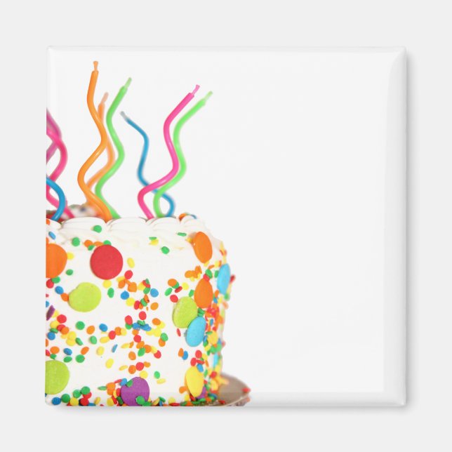 Birthday Cake Button Magnet (Front)