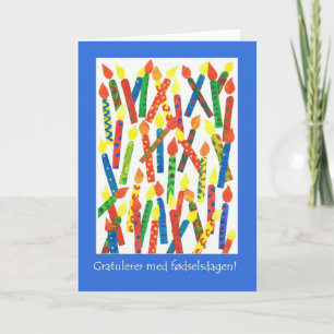 Birthday Cake Candles Card, Norwegian Greeting Card
