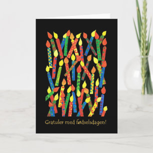Birthday Cake Candles Card, Norwegian Greeting Card