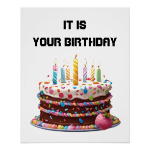 Birthday Cake Candles Custom Personalised Celebrat Poster