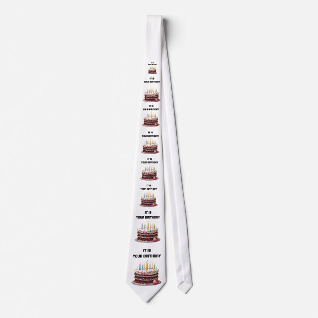 Birthday Cake Candles Custom Personalized Celebrat Tie (Front)