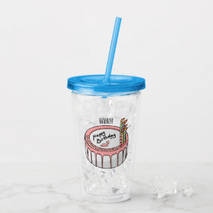 Birthday cake cartoon illustration  acrylic tumbler