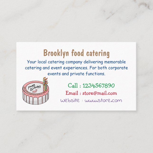 Birthday cake cartoon illustration business card (Front)