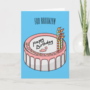 Birthday cake cartoon illustration card