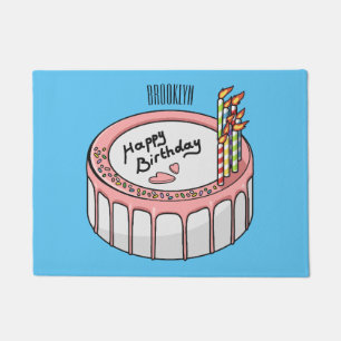 Birthday cake cartoon illustration  doormat