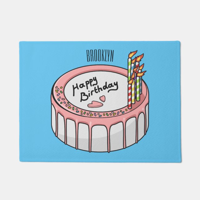 Birthday cake cartoon illustration  doormat (Front)
