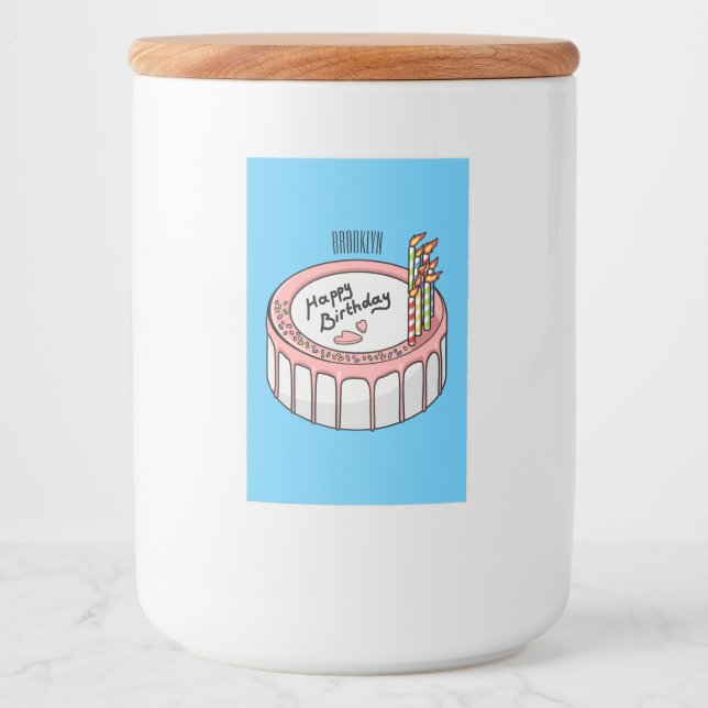 Birthday cake cartoon illustration  food label (Front)
