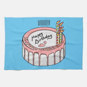 Birthday cake cartoon illustration kitchen towel