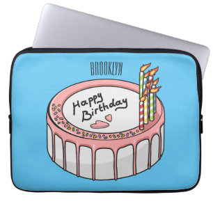 Birthday cake cartoon illustration laptop sleeve