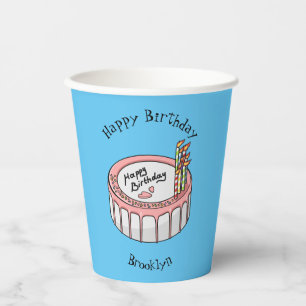 Birthday cake cartoon illustration paper cups