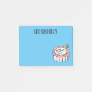 Birthday cake cartoon illustration post-it notes