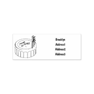 Birthday cake cartoon illustration rubber stamp