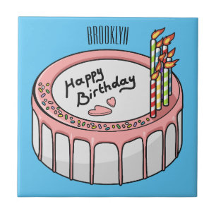 Birthday cake cartoon illustration tile