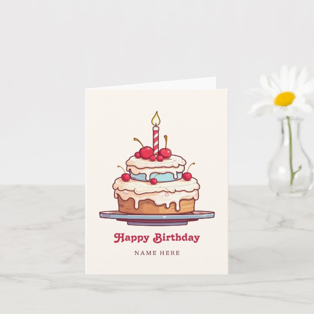 Birthday cake cherry card (Small Plant)
