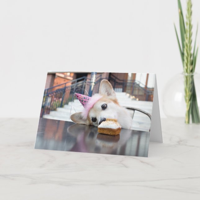 Birthday Cake Corgi Card (Front)