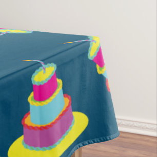 Birthday Cake Cute Colorful 1st Party Theme Tablecloth
