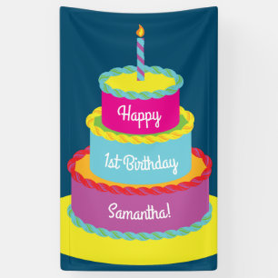 Birthday Cake Cute Colourful 1st Party Theme Banner