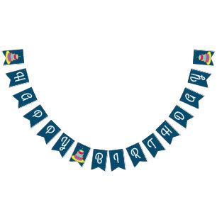 Birthday Cake Cute Colourful 1st Party Theme Bunting Flags