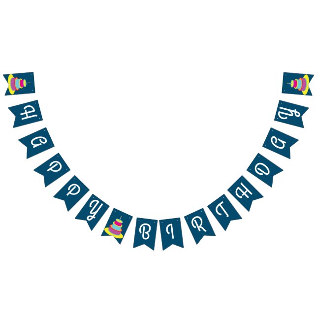 Birthday Cake Cute Colourful 1st Party Theme Bunting Flags (All)