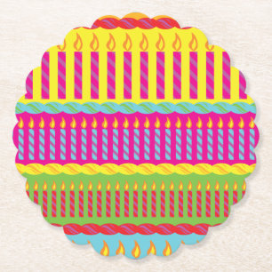 Birthday Cake Cute Colourful 1st Party Theme Paper Coaster