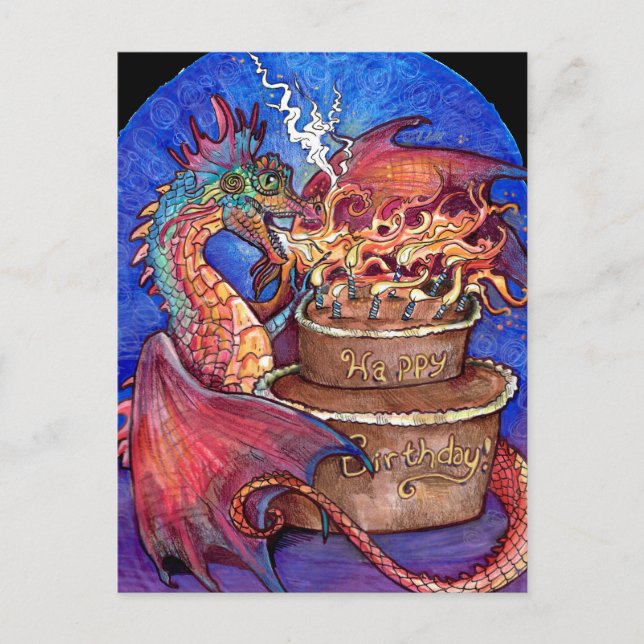 Birthday Cake Dragon  Postcard (Front)