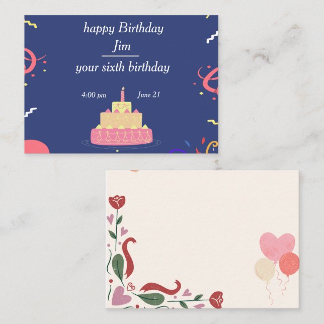 birthday cake enclosure card (Front/Back)