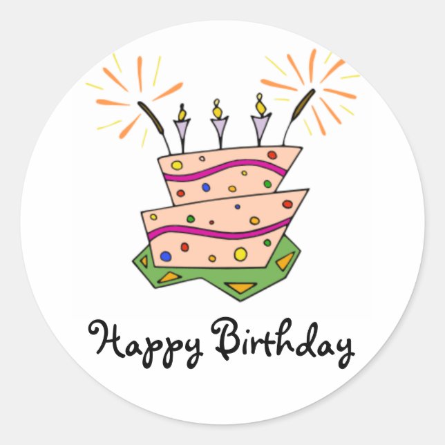 Birthday Cake Fun Classic Round Sticker (Front)