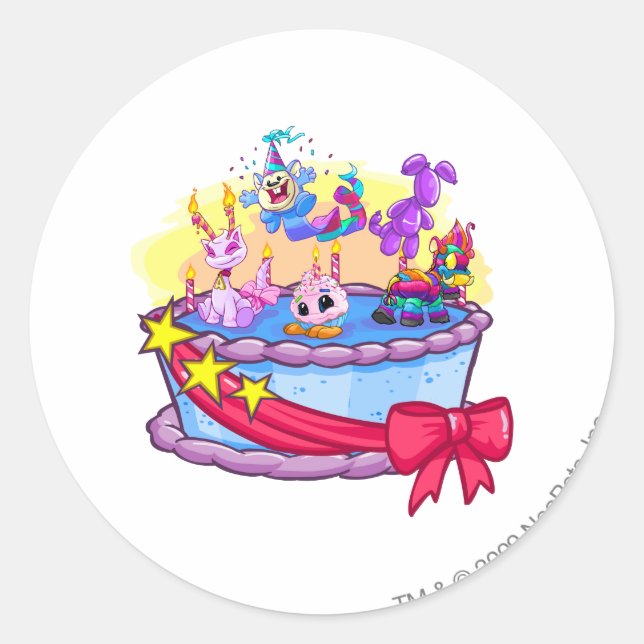 Birthday Cake Group Shot Classic Round Sticker (Front)