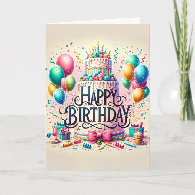Birthday Cake Happy Birthday Card (Front)
