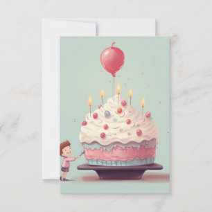 Birthday cake, ice cream, birthday thank you card