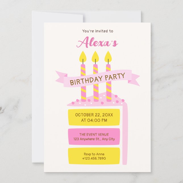 Birthday cake  invitation (Front)