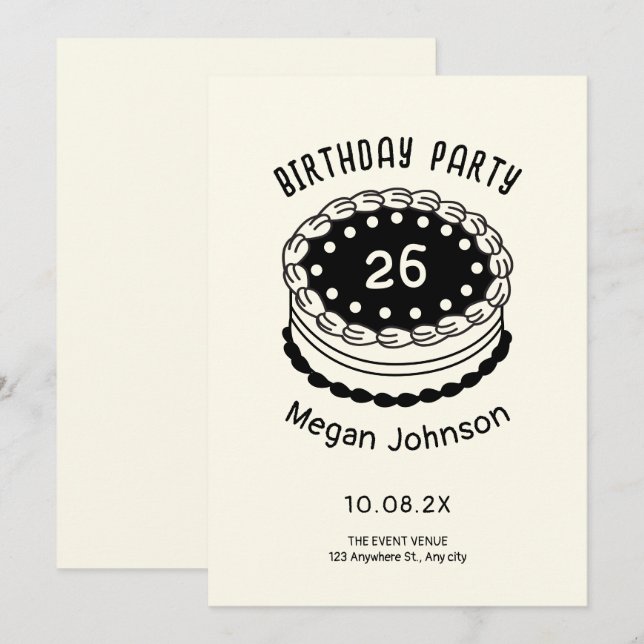 Birthday cake  invitation (Front/Back)