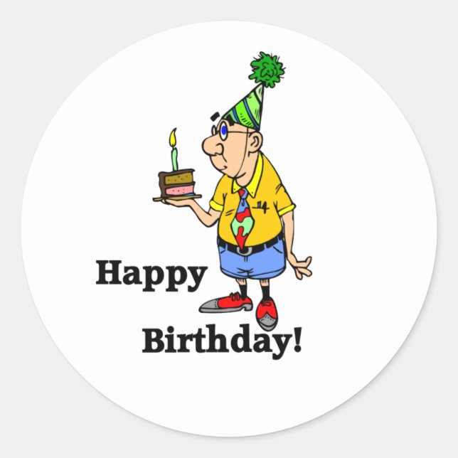 Birthday Cake -  Man Classic Round Sticker (Front)