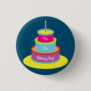 Birthday Cake Party 1 Inch Round Button