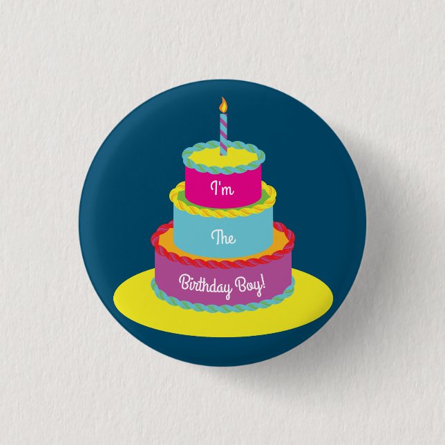 Birthday Cake Party 1 Inch Round Button (Front)
