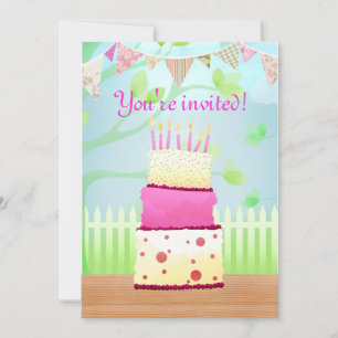 Birthday cake party invites