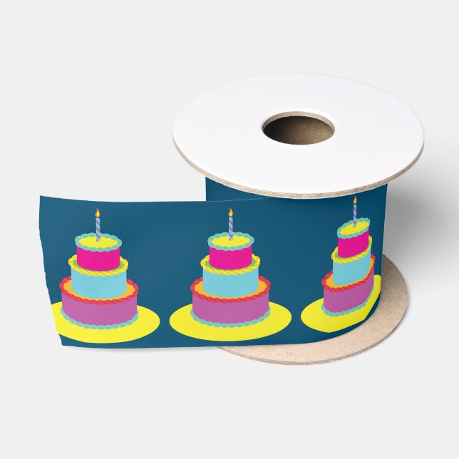 Birthday Cake Party Satin Ribbon (Spool)