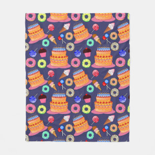 Birthday Cake Pastry Pattern Design Fleece Blanket