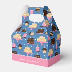 Birthday Cake Pattern Custom Name + Greeting Favor Box