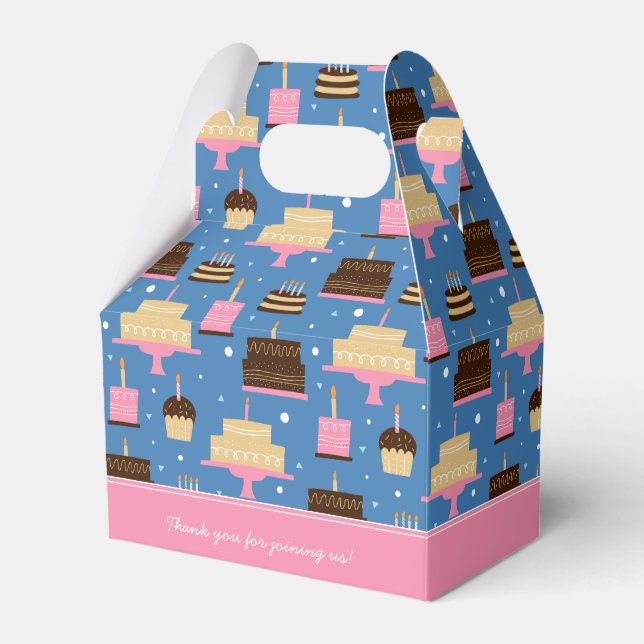 Birthday Cake Pattern Custom Name + Greeting Favor Box (Front Side)