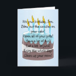 Birthday Cake Personalised Son Birthday Card<br><div class="desc">Greeting card birthday cake son birthday card. Customise this birthday card with any text then have it printed and sent to you or instantly download it to your mobile device. Should you require any help with customising then contact us through the link on this page. Cake design personalised son birthday...</div>